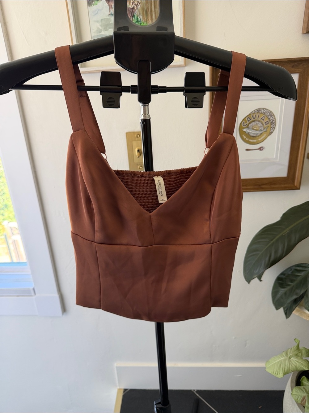 Gentle Fawn Brown Cropped V-Neck Tank